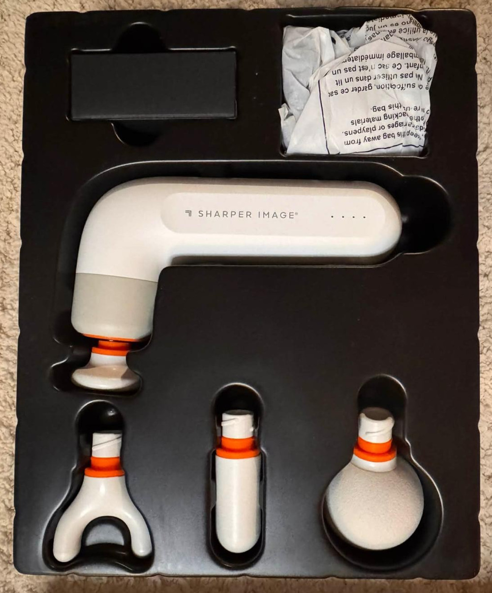 Sharper Image Power Percussion Edge+ Massage Gun 4 Speeds 4 Attachments Open Box